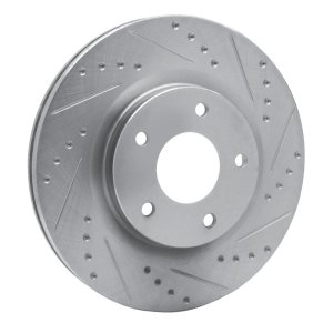Chrysler Sebring Brake Rotor (1) - Front Right - R1 Concepts - Drilled & Slotted - Silver - `07-`25